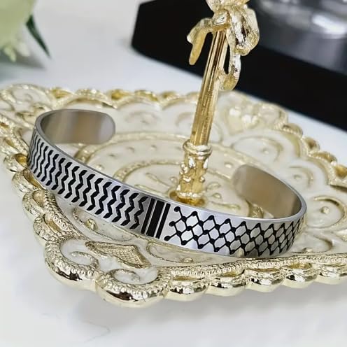 اكسسوارات انيقة للسوار والقلادة والاقراط - وشاح كوفية فلسطين بتصميم الاردن نشما كوفية - ستانلس ستيل 304 متين - هدية لمحبي البطيخ - للجنسين