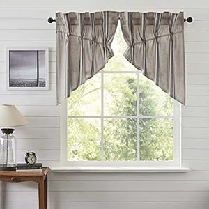 VHC Brands Grain Sack Charcoal Black Stripe Farmhouse Prairie Swag Curtain Set 36x36x18 VHC Brands Grain Sack Charcoal Black Stripe Farmhouse Prairie Swag Curtain Set 36x36x18