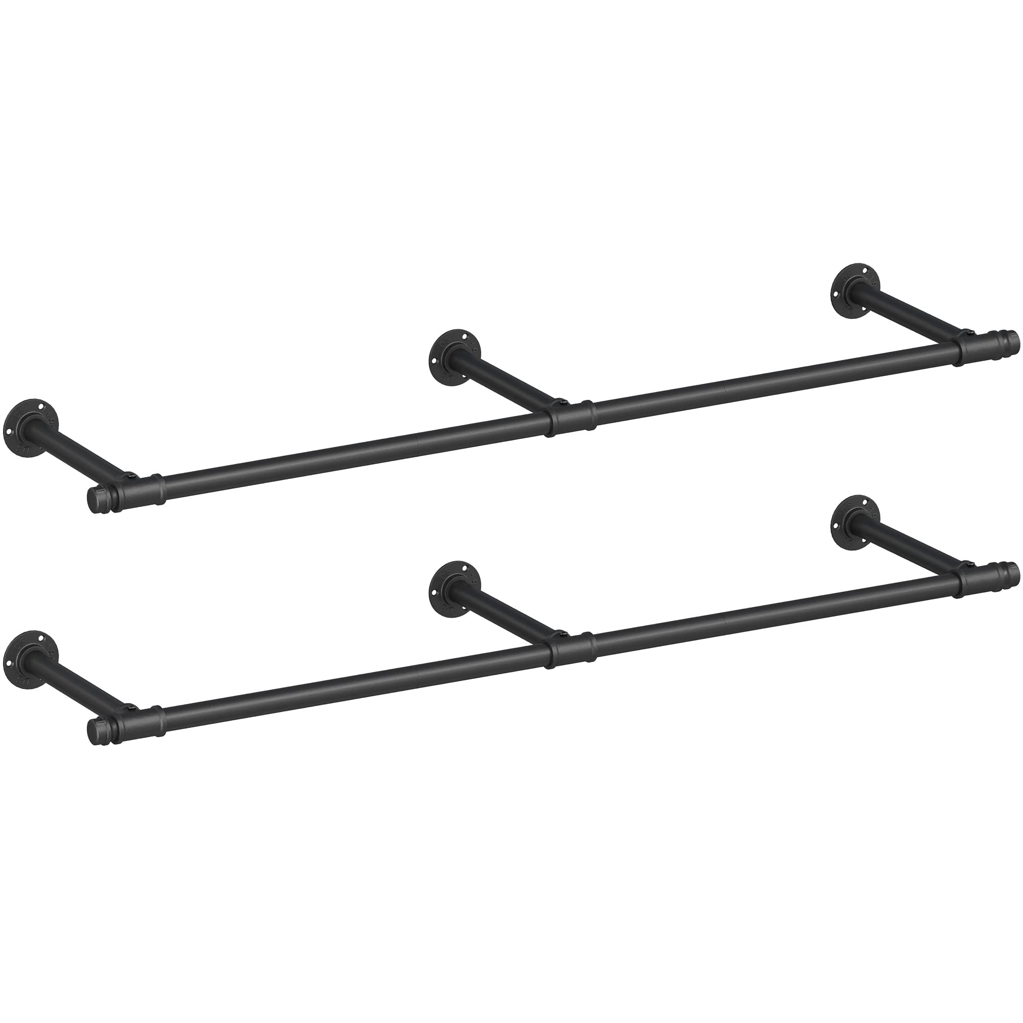 SONGMICS Juego de 2, Perchero de Pared, Colgador de Pared, Estilo Industrial, Ahorra Espacio, 30,4 x 170 x 7 cm, Capacidad de Carga de 68 kg, Fácil Montaje, para Espacios Reducidos, Negro HSR104B02 | Perchero de estilo industrial para dormitorio, 4 x 170