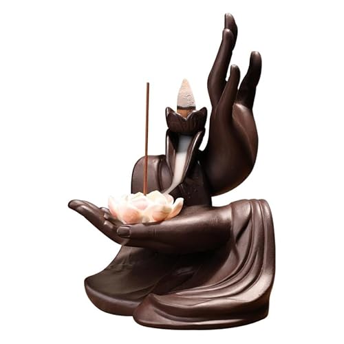 uotmui Quemador De Incienso Quemador de Incienso de reflujo, Quemador de sándalo de Mano de Buda Zen, Adornos creativos Grandes Antiguos for Interiores del hogar Soporte para Varillas De Incienso