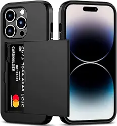 Capa Carteira com Porta Cartão Embutido para guardar Cartões de Crédito Para o iPhone 14 Pro (Tela 6.1) Cor Preto