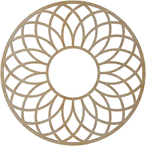 Image of Ekena Millwork 16 inchOD x 5 1 /2 inchID x 1 /4 inchT Cannes Wood Fretwork Pierced Ceiling Medallion, Hickory