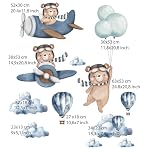 Large Bear & Airplanes Wall Stickers for Kids Bedroom - Bear Hot Air Balloon Wall Decals - Baby Nursery Wall Decals - Plane Wall Sticker for Baby Nursery Playroom Bedroom Girls Boy Room Wall Decor - Image 4