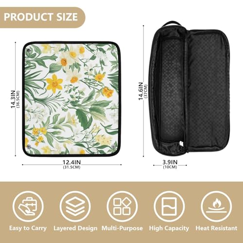 Bolsa de viaje para herramientas de cabello con tapete para plancha y rizador, diseño flores de verano miniatura 4