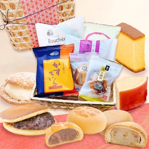 竹かご入り 和菓子 6種セット 饅頭 バームクーヘン ミルク栗まんじゅう どらやき カステラ