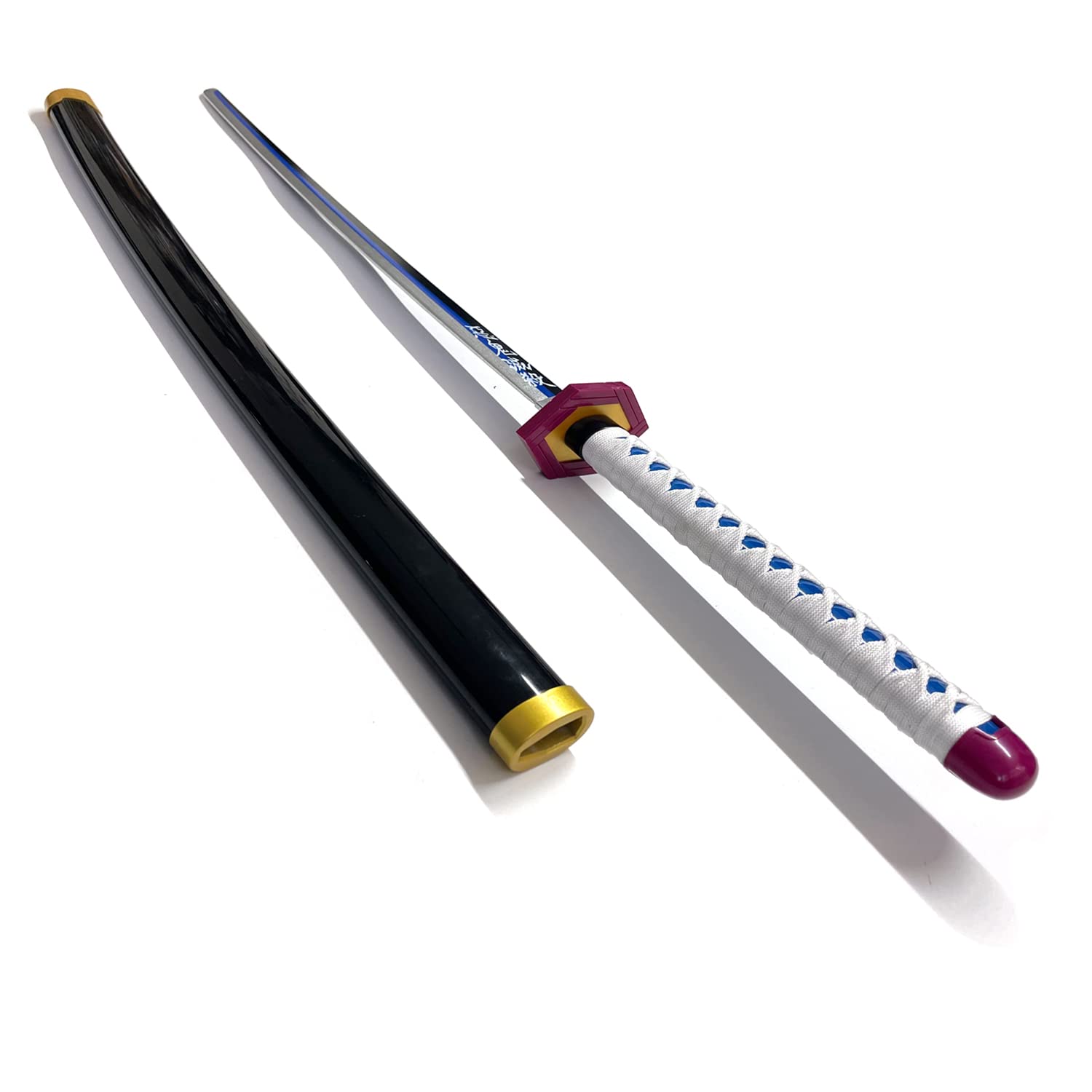 Bamboo Demon Slayer Sword 41inch ,with Display Stand and Belt, Rengoku Sword /Tanjiro Sword /Zenitsu Sword /Anime Original Texture ,for Demon Slayer Cosplay and Collection,Various Styles Available