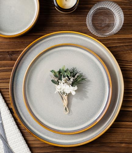 Image of TheTerra Ceramic Dinnerware Sets for 4, 12 Pieces Porcelain Lightweight Plates and Bowls Sets, Scratch Resistant Dish Set, Oven & Microwave & Dishwasher Safe, Dusk Blue