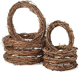 Sntieecr 8 Pieces 2 Sizes Natural Grapevine Wreaths Vine Branch Door Wreath Garland for DIY Craft Rattan Wreath, Wedding Party and Home Decors (10cm & 15cm)