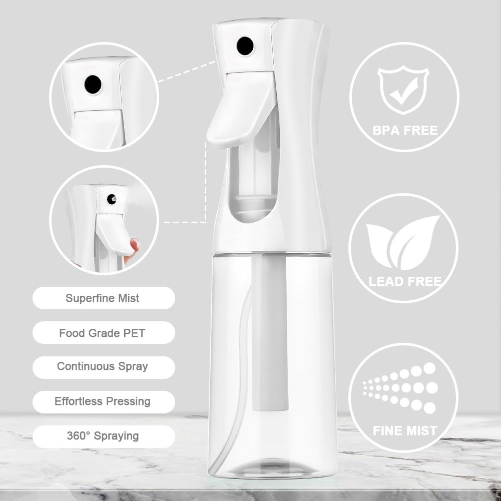 Bottigliette Spray, 200ML Bottigliette Spray Flacone Spray Continuo Fine, Bottigliette Spray Riutilizzabile, Adatto per la Cura dei Capelli, Pelle, Piante, Degli Animali Domestici(C-Bianco) - 3