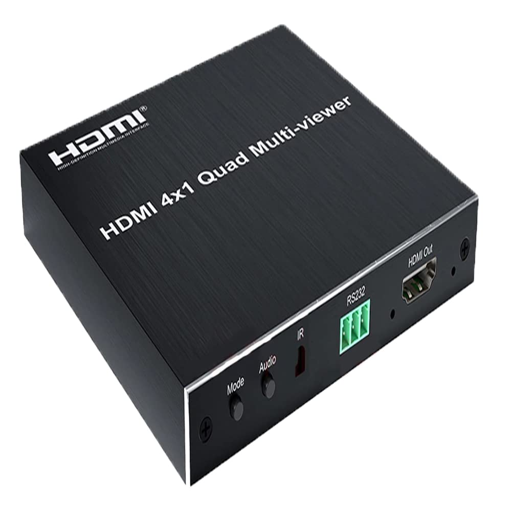 AMS 4x1 HDMI Quad Multi-viewer, RS232 Port,1080p HDMI 4x1 Splitter, 4 in 1 Out Quad Screen Splitter with Seamless Switch For Computer/Laptop/Projector etc.(Black)(EXT-0271)