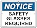 Vestil SI-N-49-B-AL-080 Notice Sign Aluminum .080" Overall Size 12.5"W x 9.5"H SAFETY Glasses Required , 9.5" Height, 12.5" Wide, 0.08" Length