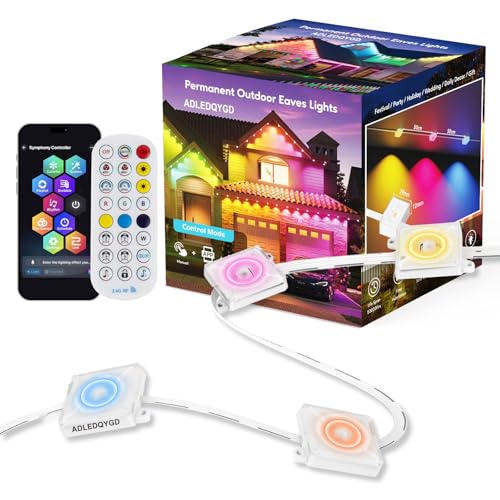 Image of Outdoor Permanent Lights for House 50ft - RGBIC Color Changing Year Round