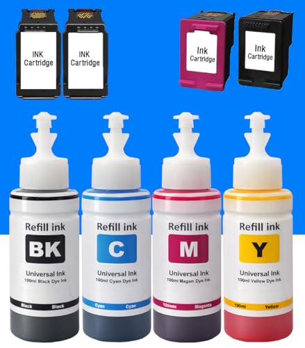 Image of VERENA Refill Kit Compatible for Canon Pixma E470, E470, E477, E400, E410, E417, E560, E3370, E4570, MG2577S Printers Cartridges (2BK &3 Colour Refill Kit Set)