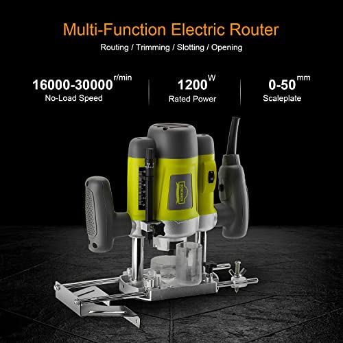 Wood Trimmer, DEWINNER Router Tool Electric Woodworking Power Router Trimmer,Variable Speed Hand Joiner Tool Plunge Router, Trimmer Laminator with 12PC 6mm 8mm Bits Collets 8 Wood Trimmer, DEWINNER Router Tool Electric Woodworking Power Router Trimmer,Variable Speed Hand Joiner Tool Plunge Router, Trimmer Laminator with 12PC 6mm 8mm Bits Collets - Image 8