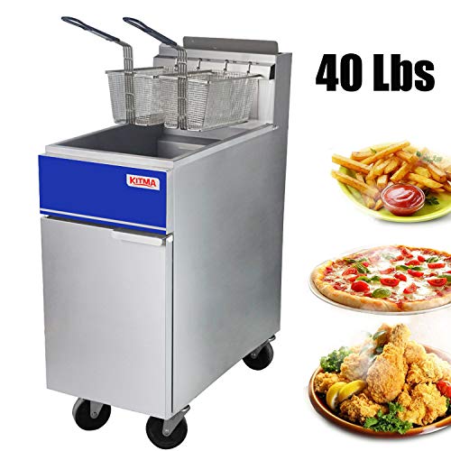 Commercial Deep Fryer - KITMA 40 lb. Natural Gas 3 Tube Floor Fryer