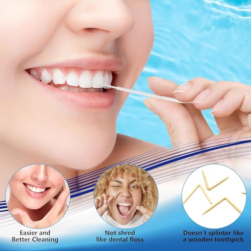 Image of 200PCS Toothpick,Interdental Brush for Teeth,Double Head Dental Floss Interdental Toothpick,Plastic Toothpicks for Teeth for Teeth Cleaning Tools(White)