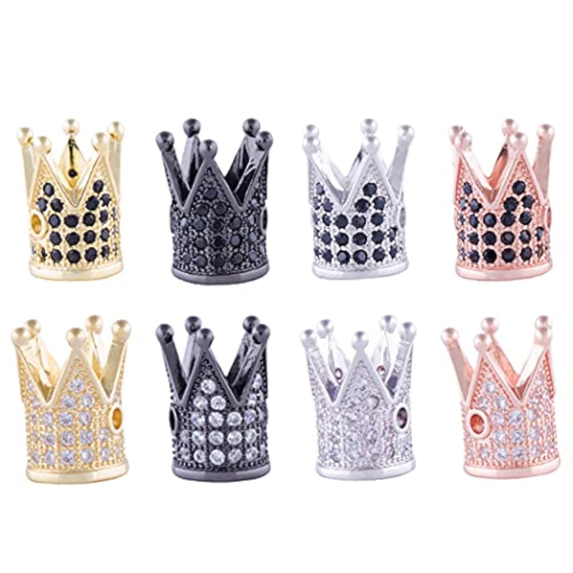 Multicolor Rhinestone Crown Beads for Necklace Making