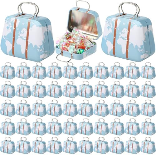 MorningRo 50 Pcs Mini Suitcase Party Favor Boxes Travel Theme