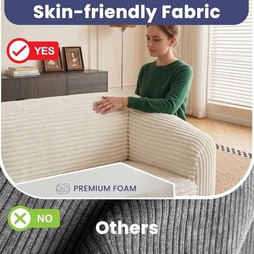Image of Convertible Sofa Bed, 3-in-1 Foldable Loveseat Couch with Armrest, Corduroy Floor Sofa & Sleeper Bed, No Assembly High-Density Foam Futon Mattress for Living Room, Small Apartment, Dorm