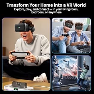 XWP Visore Realtà Virtuale 3D Per Smartphone, Occhiali VR Con Cuffie, Lenti HD Anti Luce Blu, Compatibile con iPhone&Android (4,7–6,8"), Esperienza Di Gioco&Film, Regalo Festivo Per Bambini E Famiglia