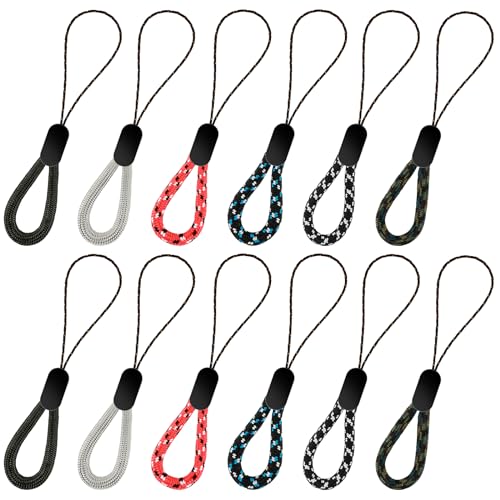 Mabor Lot de 12 lanières de doigt - Petit cordon USB - 12 cm - Courtes et portables - Pour étui de téléphone portable, clés, clés d'appareil photo, multicolore, Small