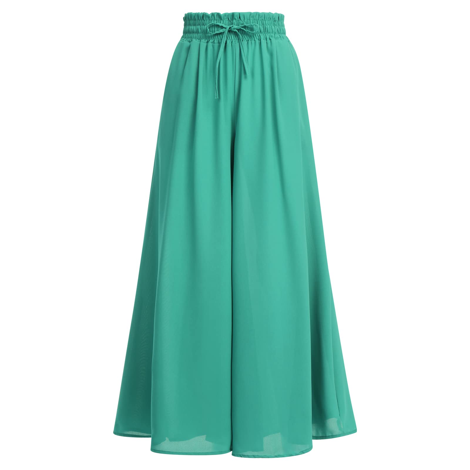 IWEMEK Women Casual Palazzo Long Pants Trousers High Waist Bowknot Wide Leg Pants Loose Fit Business Work Trousers