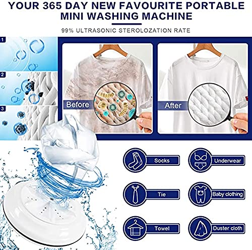 Mini-Waschmaschine, USB, 18 Watt, zusammenklappbar, Ultraschall-Waschmaschine, mit 2,6 Gallonen faltbarem Eimer, tragbare Waschmaschine für Zuhause, Wohnungen, Schlafsäle, Camping, Wohnmobil - Image 3