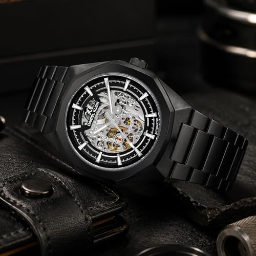 Image of DANIEL KLEIN Men's Luxury Skeleton Dial Analog Watch with Silver Stainless Steel Strap