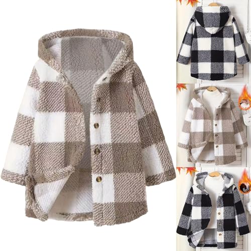 Girls Cute Flannel Plaid Button Down Top with Pockets Long Sleeve Hooded Jacket Lightweight Fall Winter Clothes4
