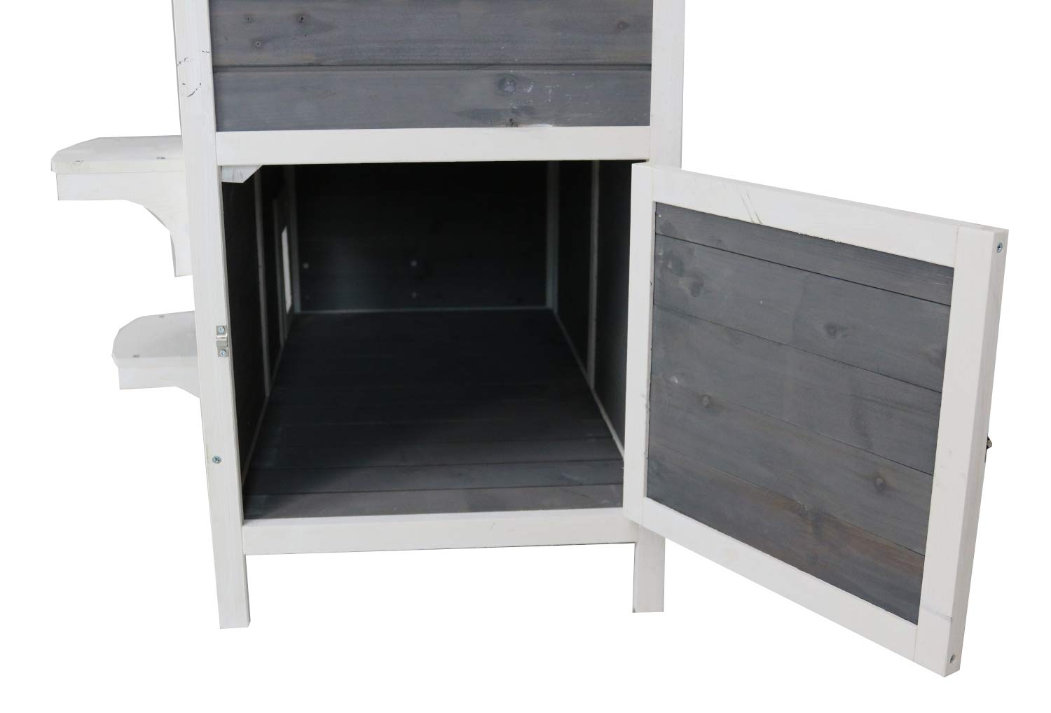 Katzenhaus 2 Etagen, Holz, grau-weiß, 87x45x90,5 cm