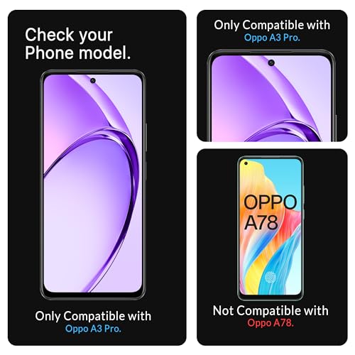 Image of FIRST MART Tempered Glass for Oppo A3 Pro, 9H 0.3 mm Full-Glue Screen Protector with Cable Protector, 3D Edge-to-Edge, HD Clear, Case-Friendly, Black, Pack of 1