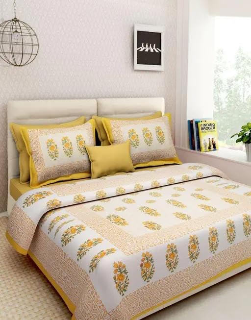 100% Pure Cotton Double Bed Sheet with 2 Pillow Covers - Vibrant & Elegant & Artistic Jaipuri Print - Gorgeous Ethnic Motifs Print for Elegant Bedroom Décor (Double Size)-image-18