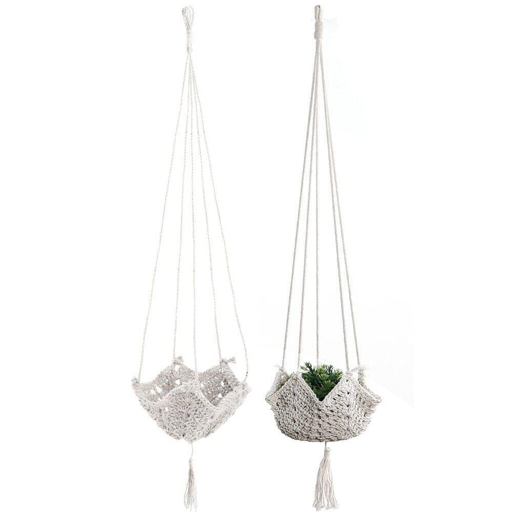 Cintre de plante en macramé : panier de fleur suspendu tissé main durable