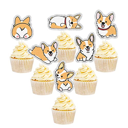Corgi - Decoración para cupcakes de cumpleaños con diseño de perro, decoración de fiesta de cumpleaños para cachorro, perro, feliz cumpleaños, decoración de fiesta de perro Gotcha