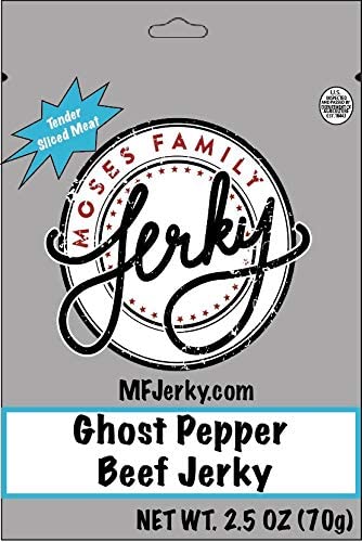 Moses Family Jerky, Ghost Pepper Beef Jerky (Pack of 4), 2.5 Ounce, Fresh, Sliced Meat