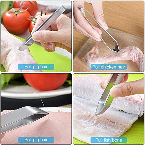 Foto von Rpanle Grätenzange aus Edelstahl Fischpinzette Grätenpinzette Küchenpinzette Fischgrätenzange für Ente Huhn Schwein Haar 12 * 1cm