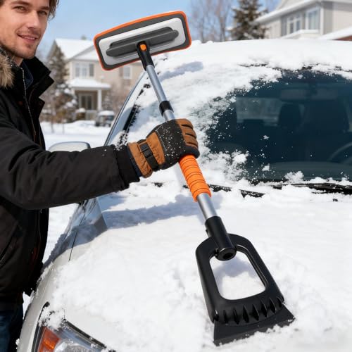 Rascador de hielo extensible de aluminio para parabrisas de coches y techos de SUV 3