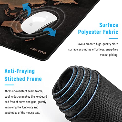 Image of JIALONG Large Gaming Mouse Pad, XXL Desk Mousepad with Stitched Edges, Non-Slip Base Keyboard Pad for Gamer, Office & Home Retro Map
