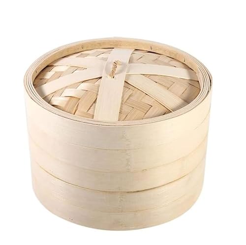 Luminexia Bamboo Steamer Basket Set,Household Bamboo Steamer,1 Tier/2 Tier Chinese Food Steamer With Lid Traditional Dumpling Steaming Rack Cookware For Dim Sum,Vegetables,Meat And Fish,9 Sizes
