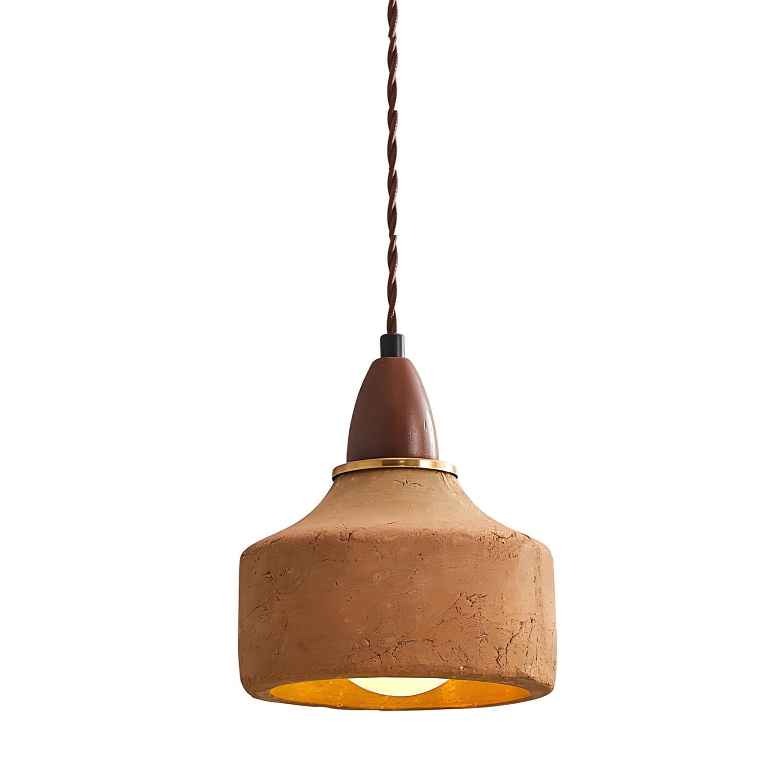 YNVIOZM Rough-Textured Ceramic Pendant Light For Kitchen Island, Wabi Sabi Mini Hanging Light Fixture, Japandi Small Ceiling Lamp, Modern Hanging Ceiling Lighting Fixture For Dining Room, Bedroom, Hal