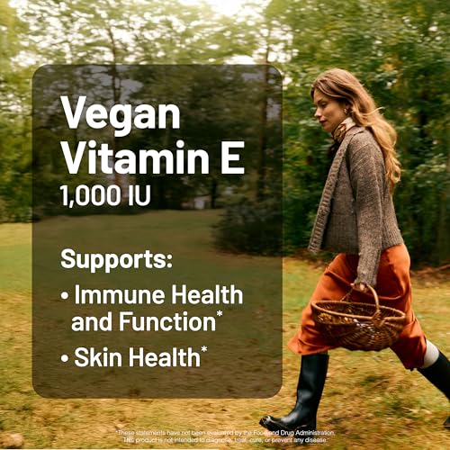 Image of NatureWise Vitamin E 1000 IU Softgels (450mg dL-Alpha) - Vegan, Gluten-Free, Soy-Free, Non-GMO Antioxidant Dietary Supplement for Skin, Heart, Eye, and Immune Health Support - 60-Day Supply, 120 Count