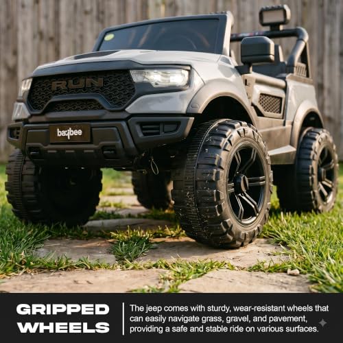 Image of Baybee TurboX Electric Car for Kids with 4x4 Motor & Parental Control | Baby Electric Rideon Car with RGB Lights, Music & Swing Mode | Rechargeable Battery Operated Jeep for Kids 2 to 6 Years (Desert)
