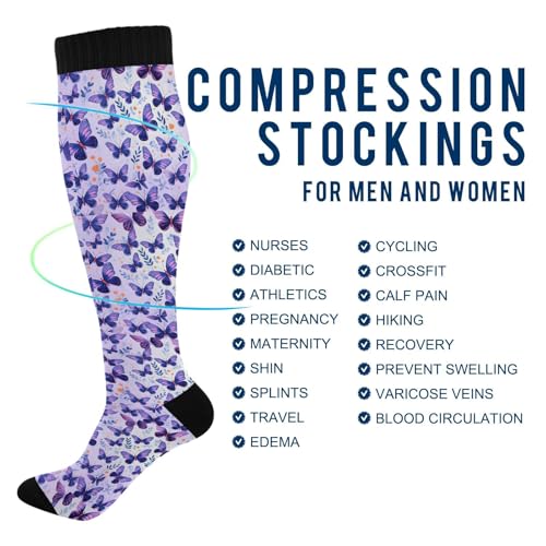 ALAZA Polka Dot Black on White Compression Socks for Women Men Circulation Long Socks Running Athletic Cycling4