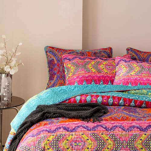 Edredón bohemio de 3 piezas de microfibra ligera para cama de matrimonio 7