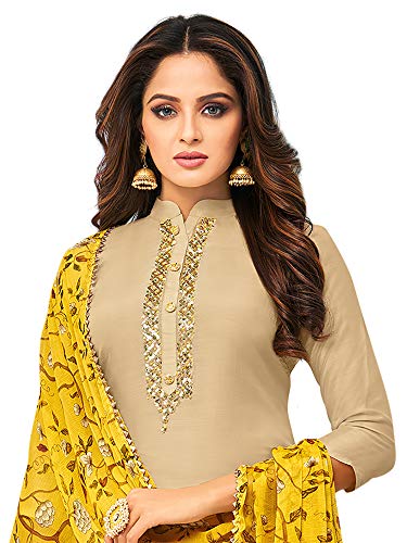 Image of AKHILAM Women's Cotton Blend Embroidered Unstitched Salwar Suit Material(30DMK60 Parent)