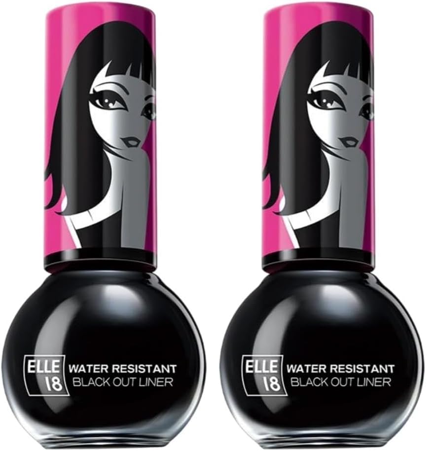 Image of Elle 18 Water Resistant Black Out Eye Liner|| Black|| 5 ml (Pack of 2)