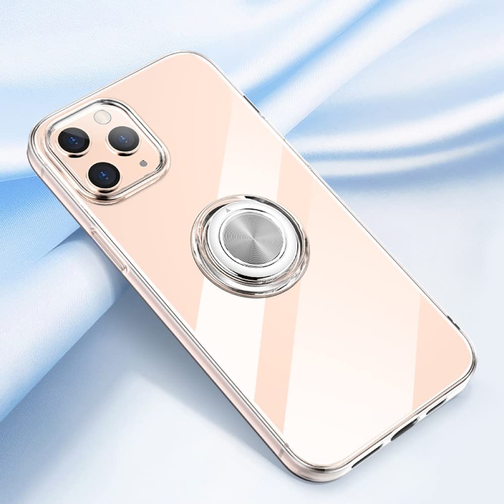 With Ring Stand Soft Transparent Case For iPhone 11 12 13 14 Pro Max Phone Cover For iPhone 7 8 Plus XR XS Max Magnetic Car Case,Transparent,For iPhone 13 ProMax