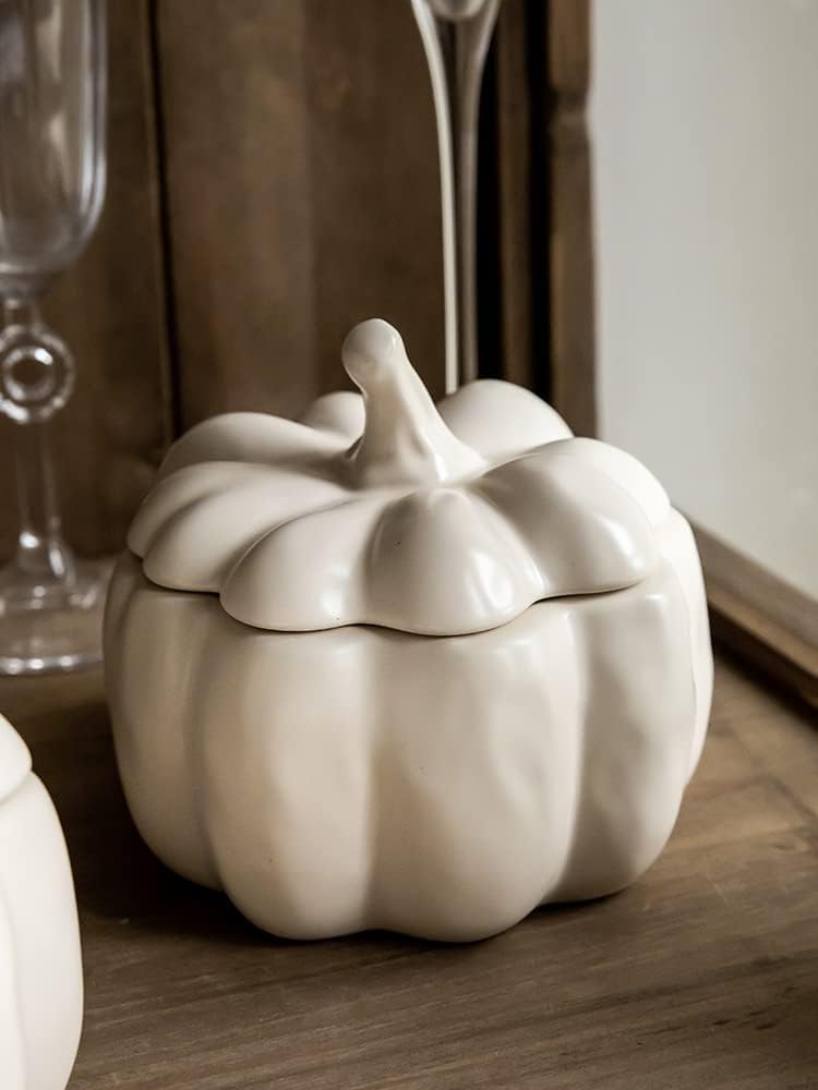 Contenitore per lo zucchero, Zuccheriera in ceramica a forma di zucca, barattolo caramelle, tè con coperchio