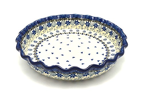 Polish Pottery Baker - Pie Dish - Fluted - Silver Lace Polish Pottery Baker - Pie Dish - Fluted - Silver Lace