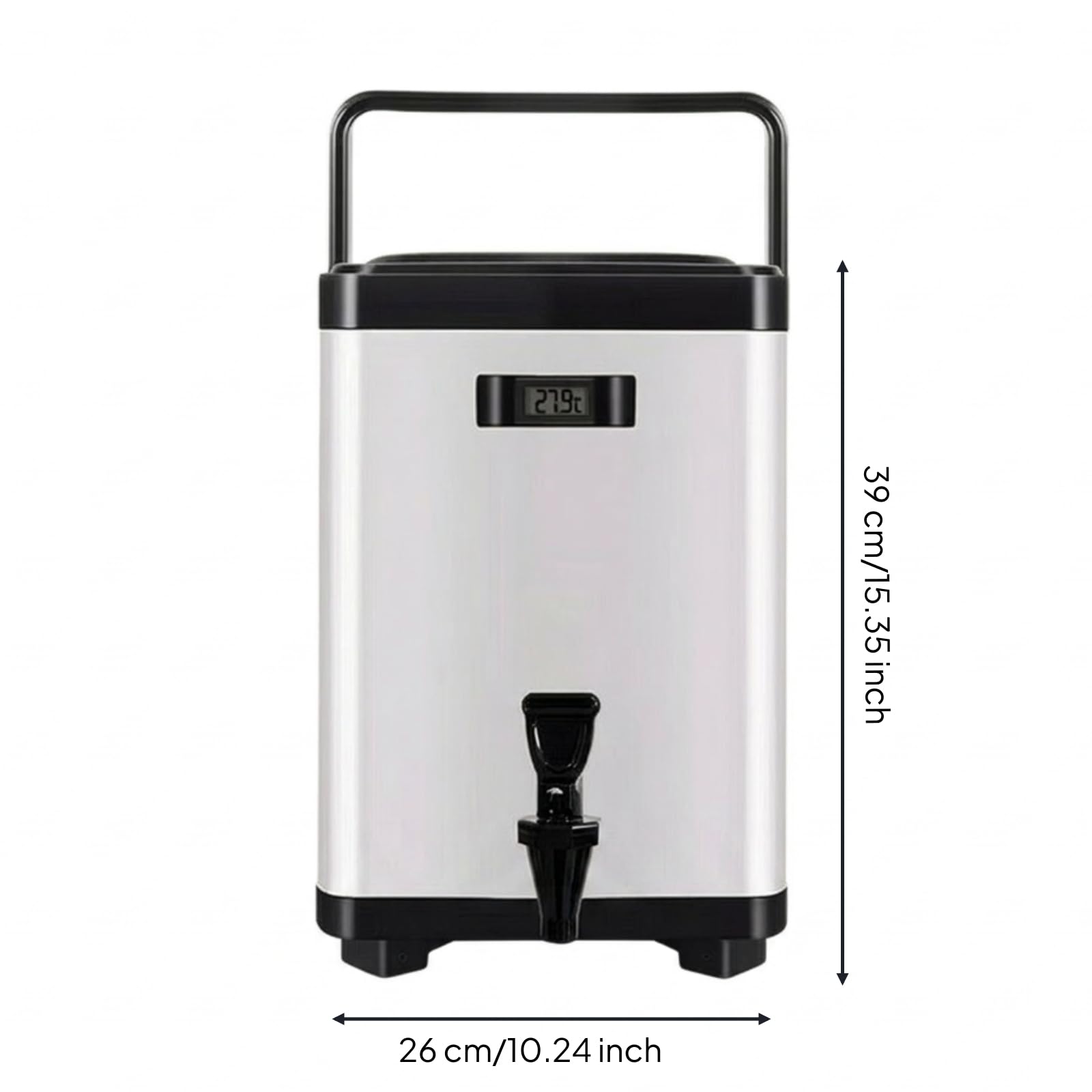 rockible Dispensador de Bebidas Aislado Contenedor Térmico Bidón para Líquidos Termo Profesional con Grifo Frontal Aislamiento de Acero Inoxidable y PU, Blanco, 10L